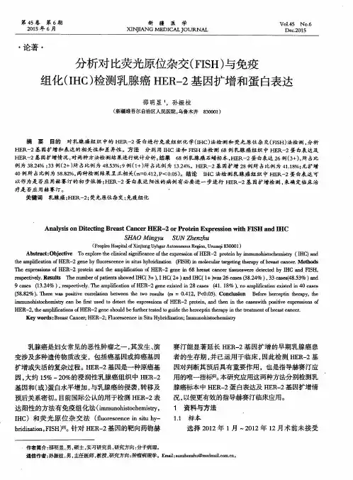 分析对比荧光原位杂交(FISH)与免疫组化(IHC)检测乳腺癌HER-2基因