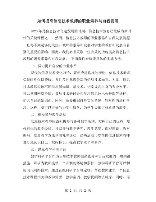 如何提高信息技术教师的职业素养与自我发展