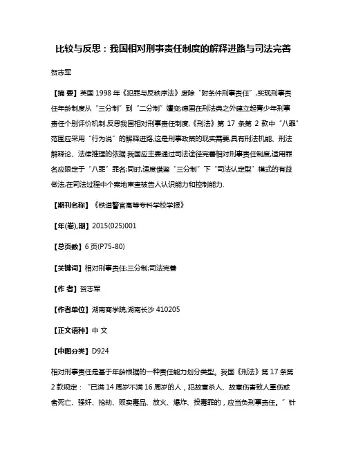 比较与反思:我国相对刑事责任制度的解释进路与司法完善