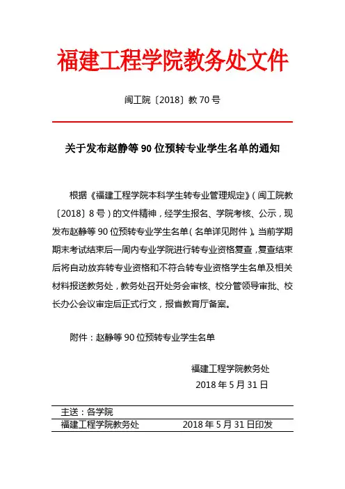 福建工程学院教务处文件