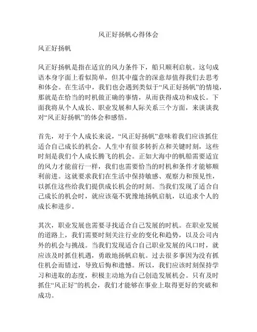 风正好扬帆心得体会
