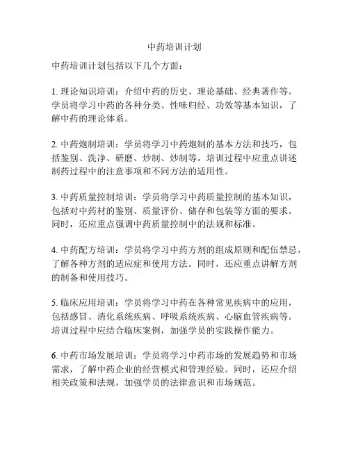 中药培训计划