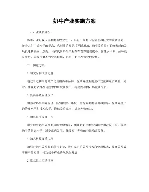 奶牛产业实施方案