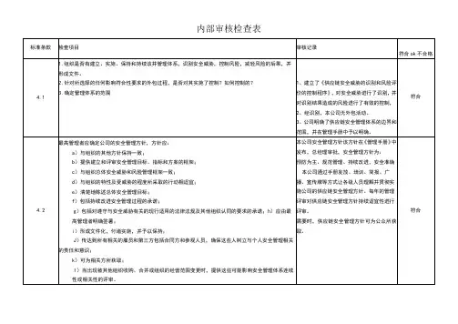 ISO28000内部审核检查表(含检查记录)1