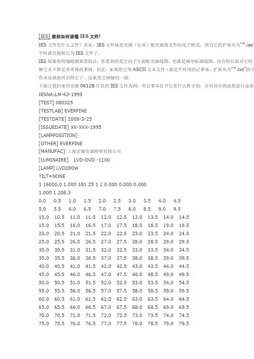 教你如何读懂IES文件