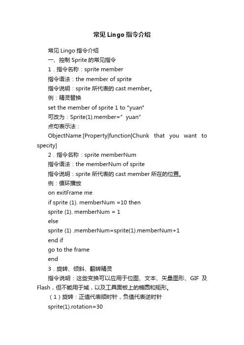 常见Lingo指令介绍