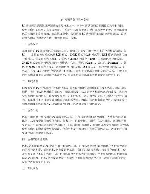 ps滤镜调色知识点总结
