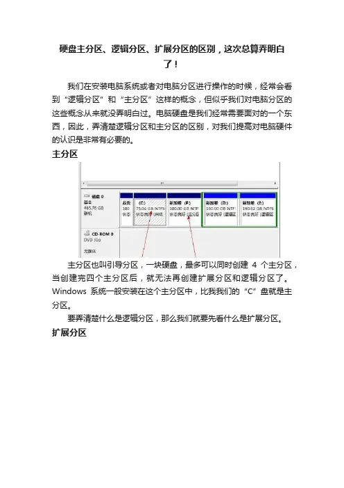 硬盘主分区、逻辑分区、扩展分区的区别，这次总算弄明白了！