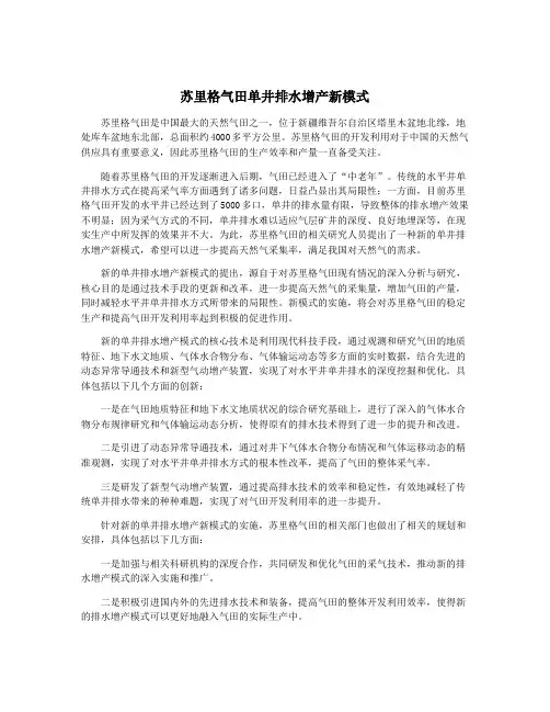 苏里格气田单井排水增产新模式