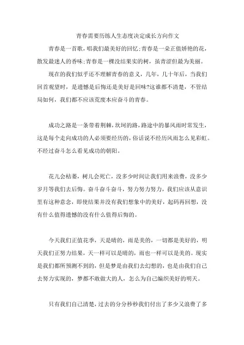 青春需要历练人生态度决定成长方向作文