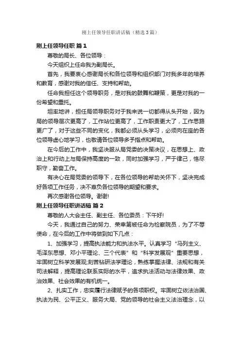 刚上任领导任职讲话稿（精选3篇）