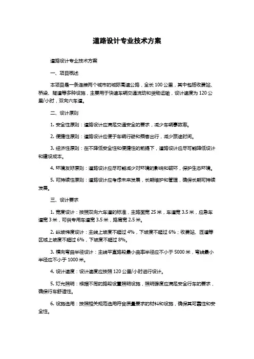 道路设计专业技术方案