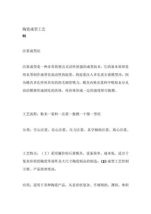 陶瓷成型工艺