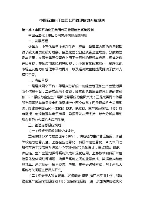 中国石油化工集团公司管理信息系统规划
