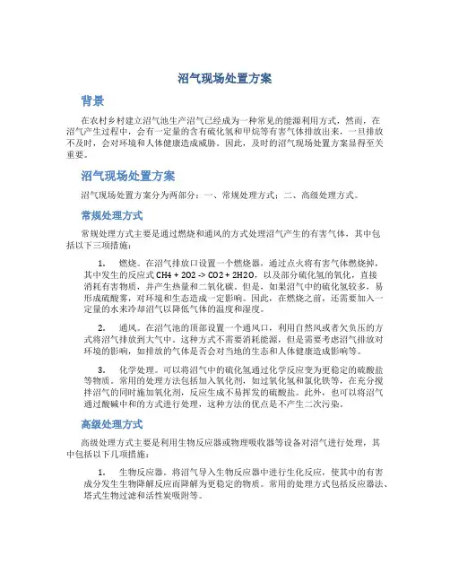 沼气现场处置方案