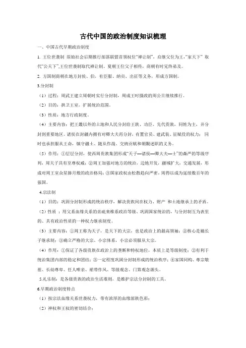 古代中国的政治制度知识