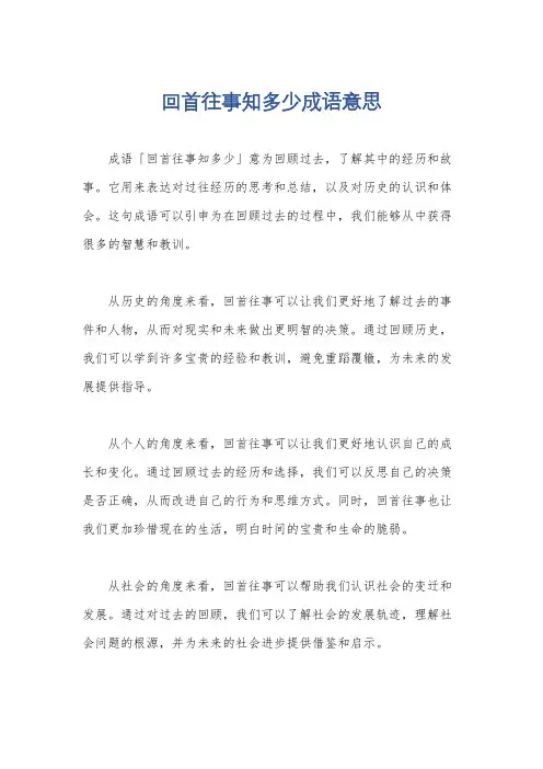 回首往事知多少成语意思