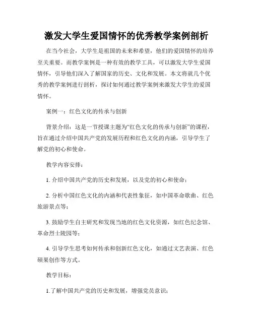 激发大学生爱国情怀的优秀教学案例剖析