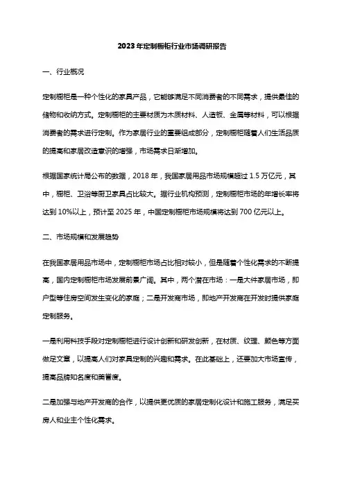 2023年定制橱柜行业市场调研报告