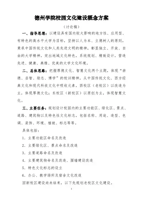 德州学院校园文化建设概念方案