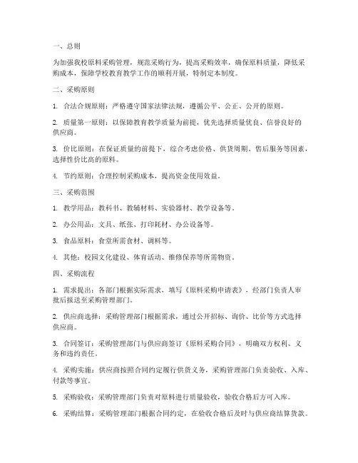 小学原料采购管理制度