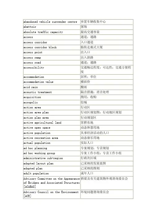 政府部门常用英汉词汇--城市规划