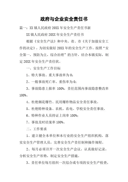 政府与企业安全责任书