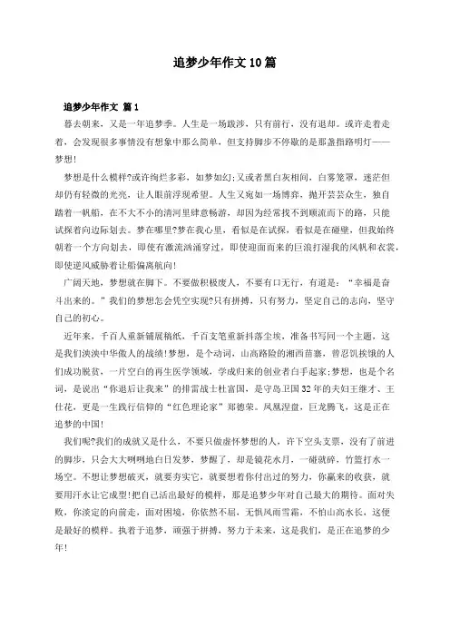 追梦少年作文10篇