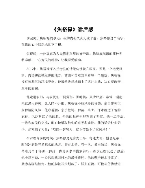 《焦裕禄》读后感