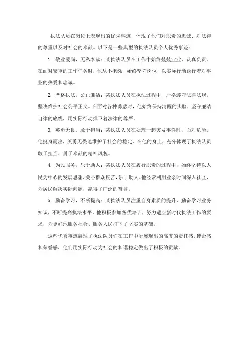 执法队员个人优秀事迹