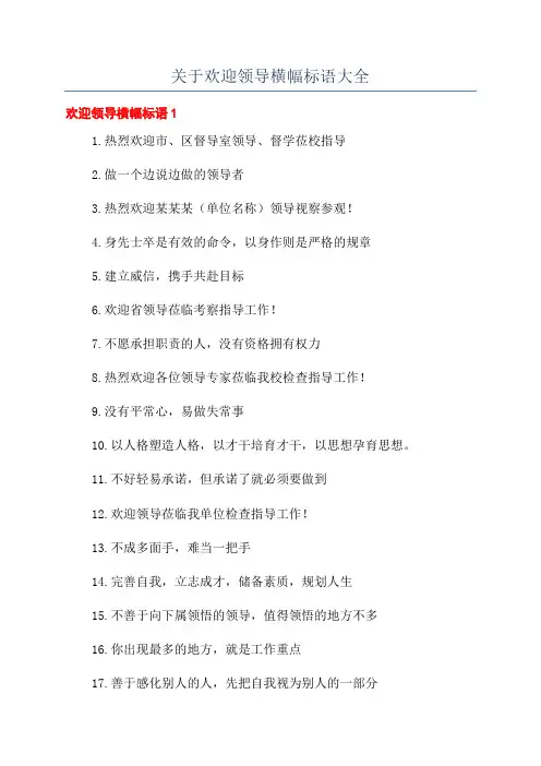 关于欢迎领导横幅标语大全