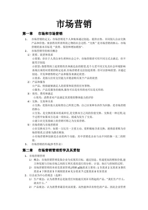 市场营销知识点