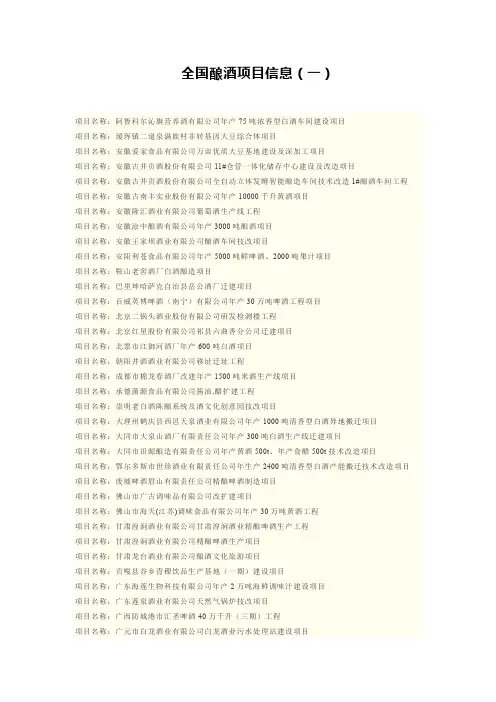 全国酿酒项目信息系(一)