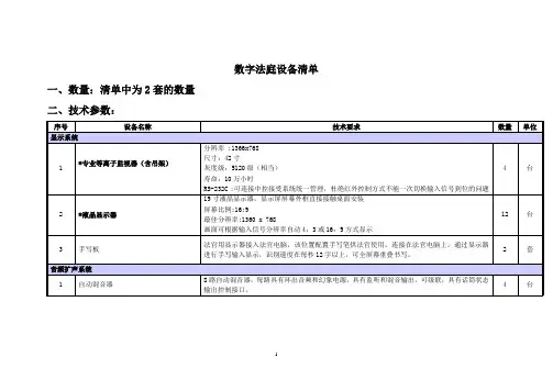 数字法庭设备清单
