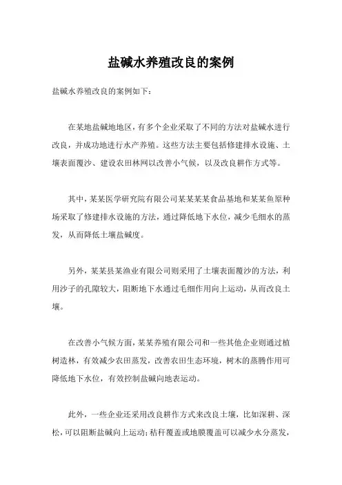 盐碱水养殖 改良案列
