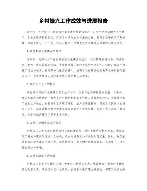 乡村振兴工作成效与进展报告
