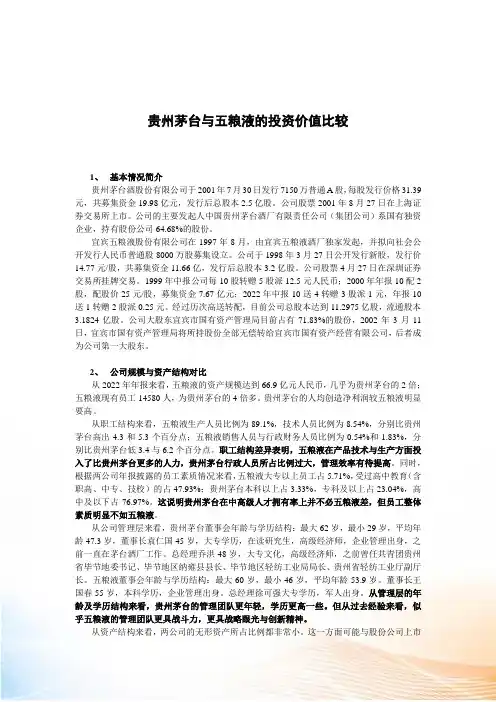 茅台与五粮液对比分析