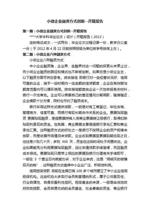 小微企业融资方式创新--开题报告