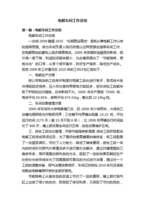 电解车间工作总结