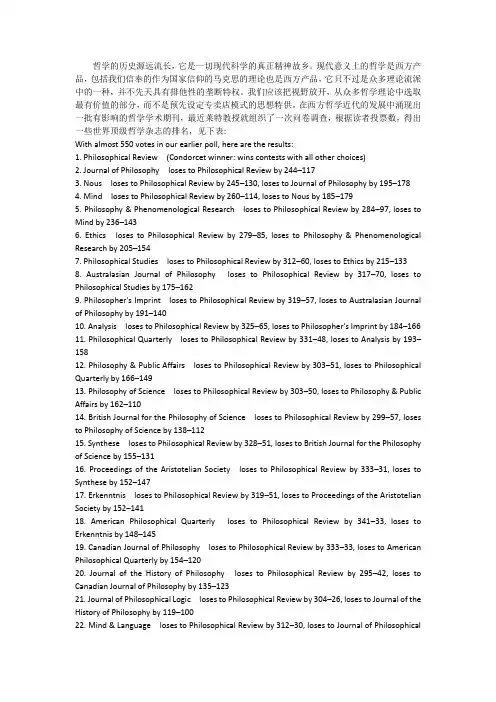 世界顶级哲学杂志