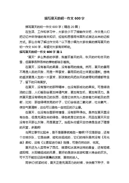 描写夏天的初一作文600字