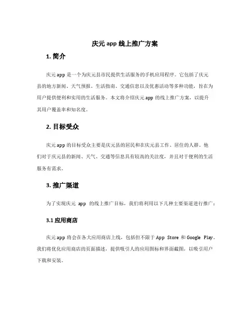 庆元app线上推广方案