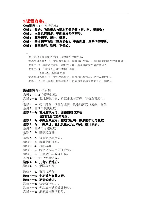 高中数学重难点图表