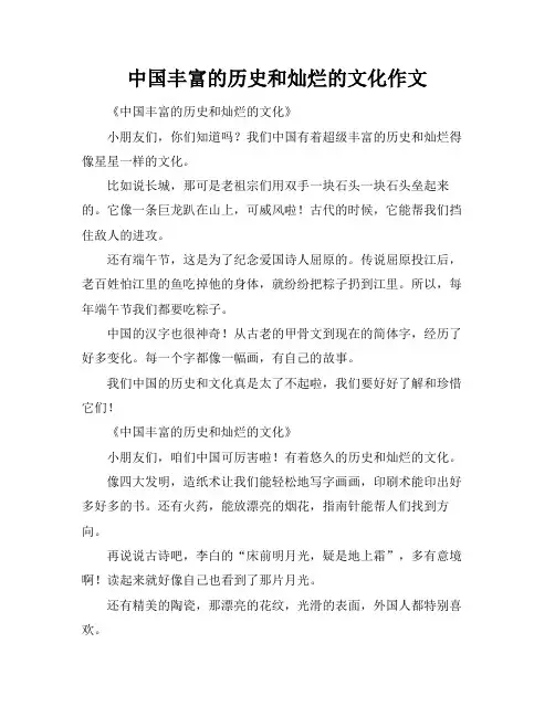 中国丰富的历史和灿烂的文化作文