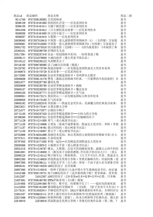 独家畅销精装书单(儿童绘本)