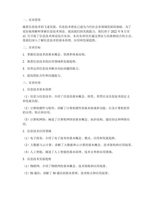 信息技术理论综合实训报告