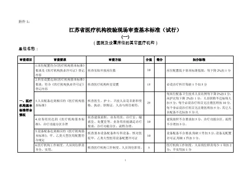 江苏省医疗机构校验现场审查基本标准(1)