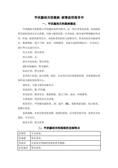甲状腺相关性眼病 病情说明指导书