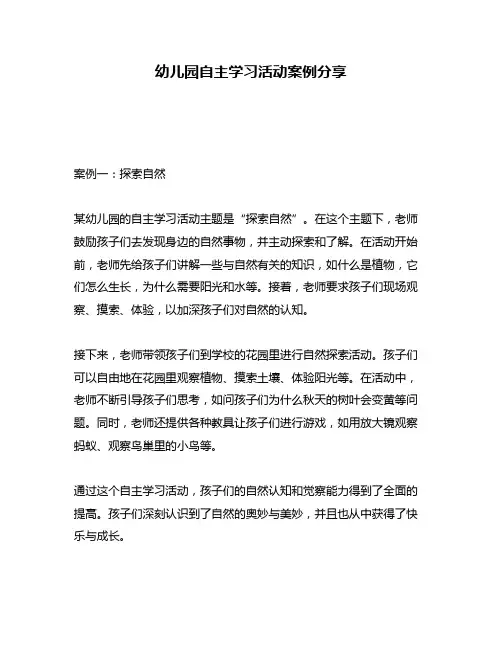 幼儿园自主学习活动案例分享