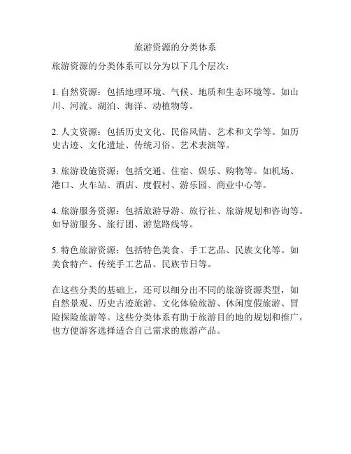 旅游资源的分类体系